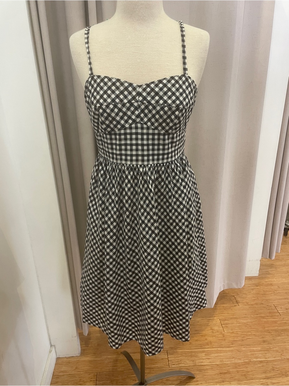 J. Crew Black and White Gingham Midi Sundress - Picture 1 of 4